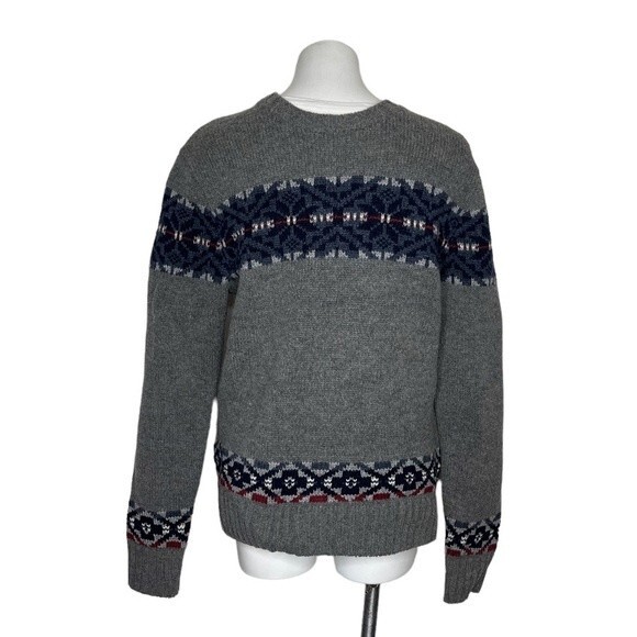 BOSTON TRADERS Luxury Vintage Wool Grey Fair Isle Sweater Size Medium NEW - Picture 1 of 10